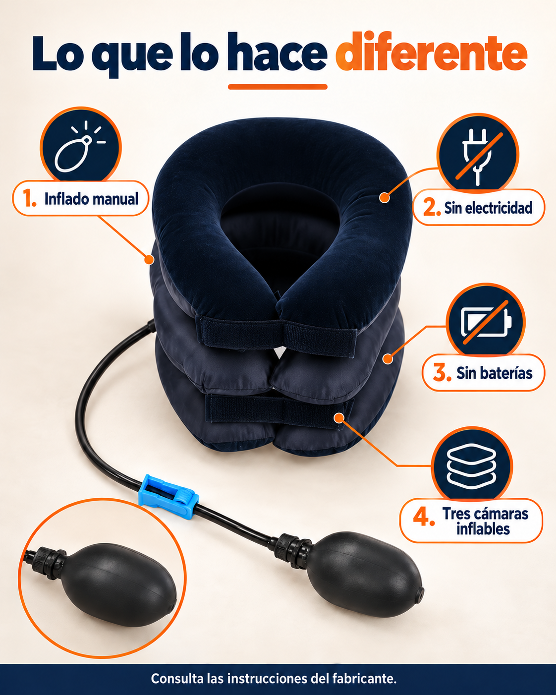 Soporte Cervical Inflable Ajustable con Bomba Manual