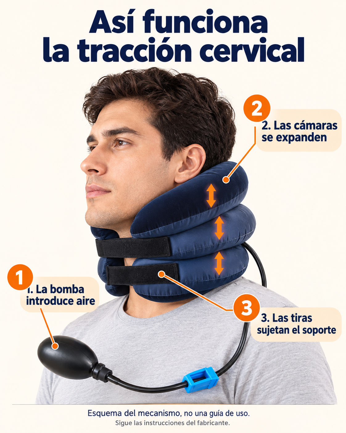Soporte Cervical Inflable Ajustable con Bomba Manual