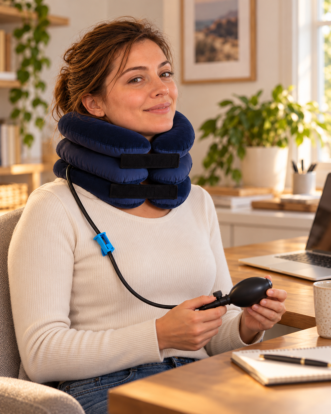 Soporte Cervical Inflable Ajustable con Bomba Manual